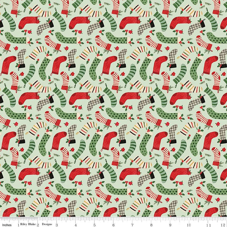 Charming Christmas Stockings Mint by Kelsey Carlson for Riley Blake Designs - C16353-MINT