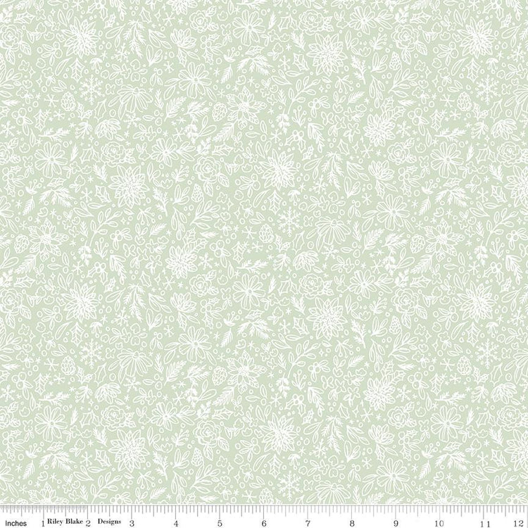 Charming Christmas Floral Outline Mint by Kelsey Carlson for Riley Blake Designs - C16354-MINT