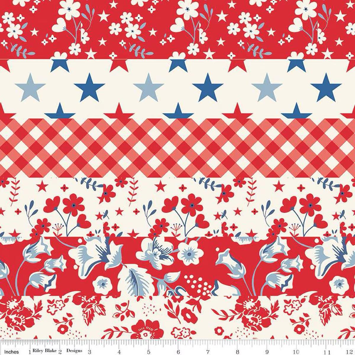 Freedom Garden Cheater Print Red by My Mind's Eye for Riley Blake Designs - C15621-WHITE