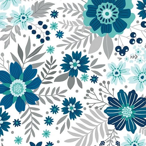 Among the Wildflowers II Wildflowers Indigo by Shelly Cavanna for Benartex Fabrics - 17100-11