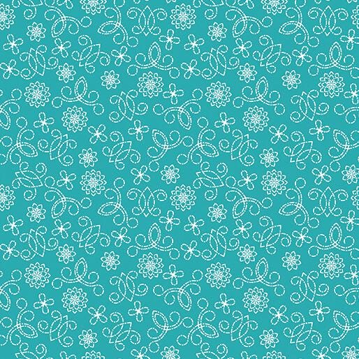 Among the Wildflowers II Tin Lantern Teal by Shelly Cavanna for Benartex Fabrics - 17105-84