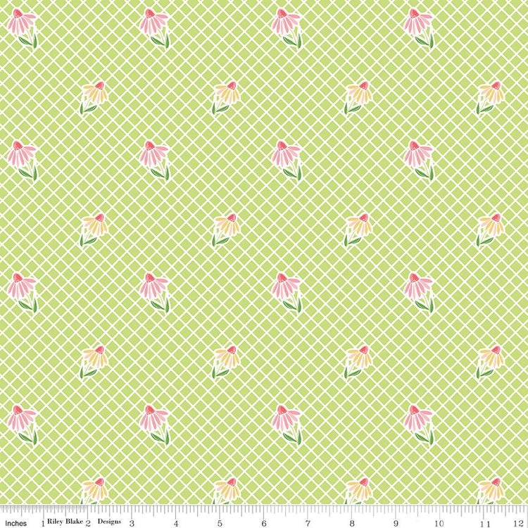 Summer Skies and Fireflies Cone Flowers Lime by Gracey Larson for Riley Blake Designs - C16372-LIME