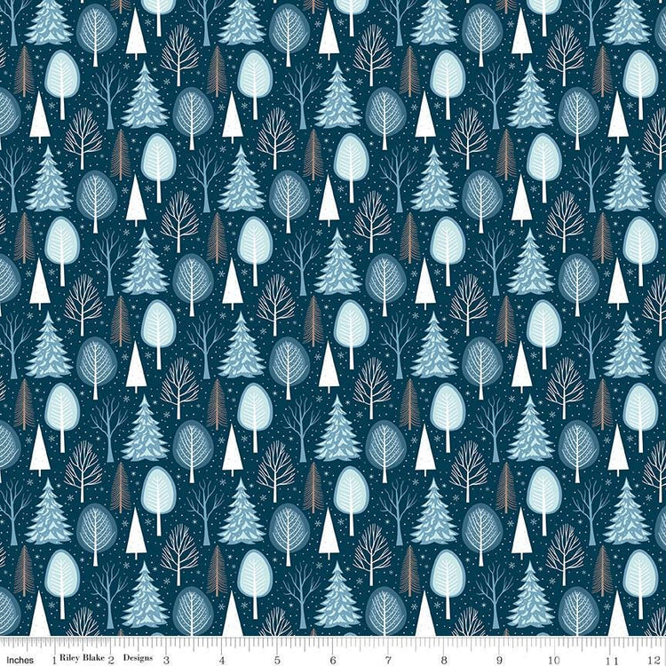 Winter Magic Trees Navy by Dani Mogstad for Riley Blake Designs - C16362-NAVY