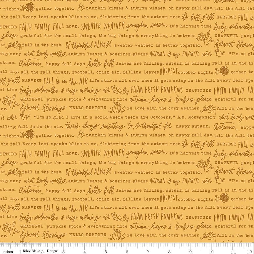 Happy Fall Days Autumn Words Gold by Kelsey Carlson for Riley Blake Designs - C16342-GOLD