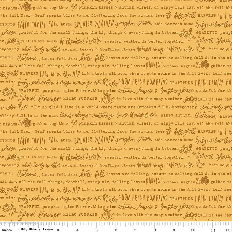 Happy Fall Days Autumn Words Gold by Kelsey Carlson for Riley Blake Designs - C16342-GOLD