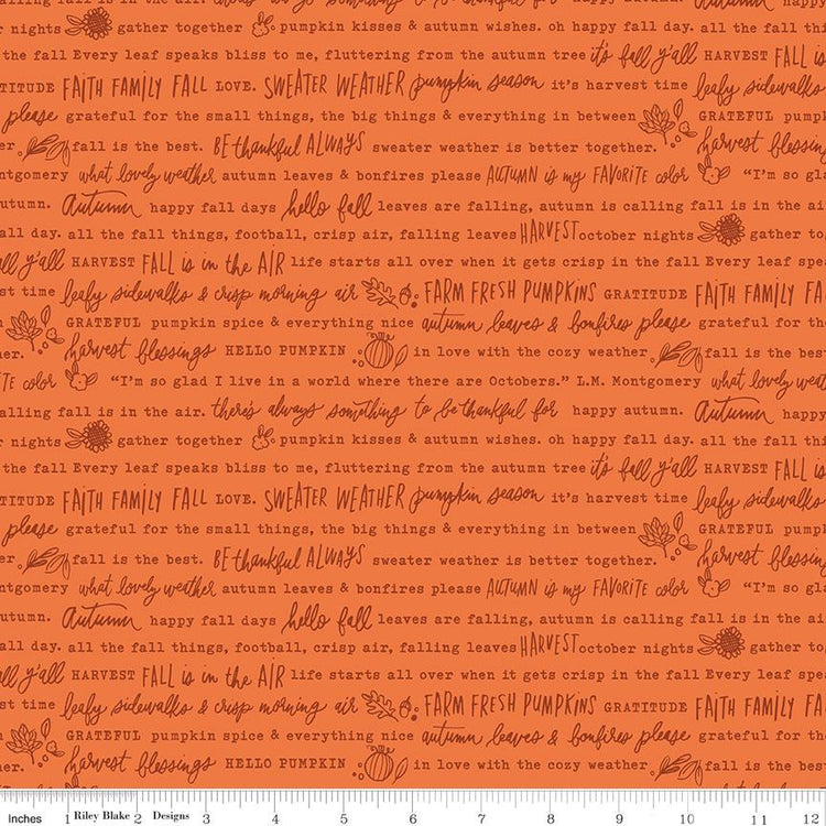 Happy Fall Days Autumn Words Orange by Kelsey Carlson for Riley Blake Designs - C16342-ORANGE