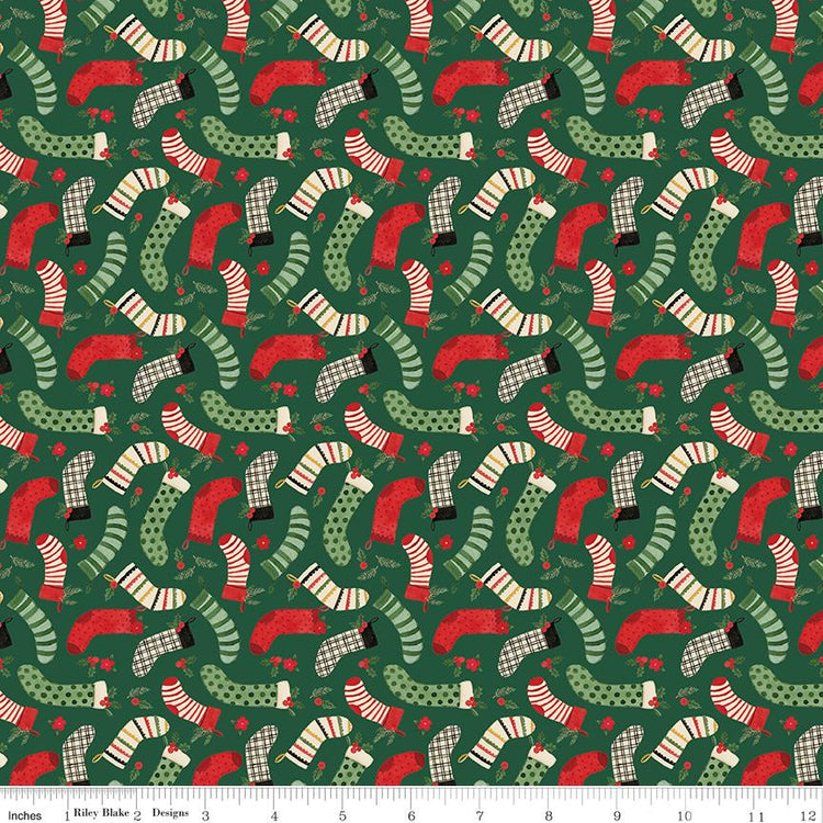 Charming Christmas Stockings Green by Kelsey Carlson for Riley Blake Designs - C16353-GREEN