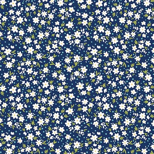 Among the Wildflowers II Paperwhites Indigo by Shelly Cavanna for Benartex Fabrics - 17103-11