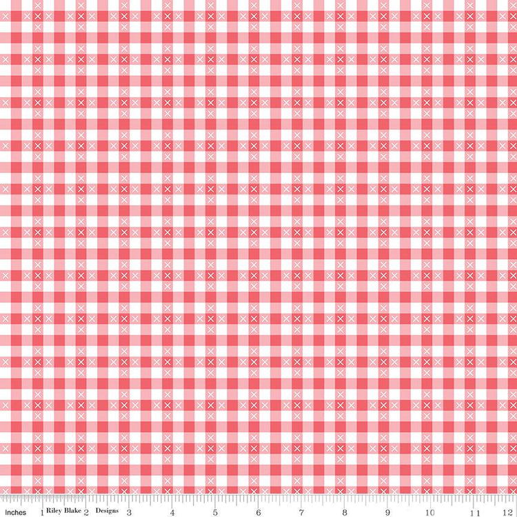 Summer Skies and Fireflies Gingham Tea Rose by Gracey Larson for Riley Blake Designs - C16375-TEAROSE