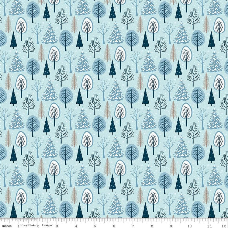 Winter Magic Trees Aqua by Dani Mogstad for Riley Blake Designs - C16362-AQUA