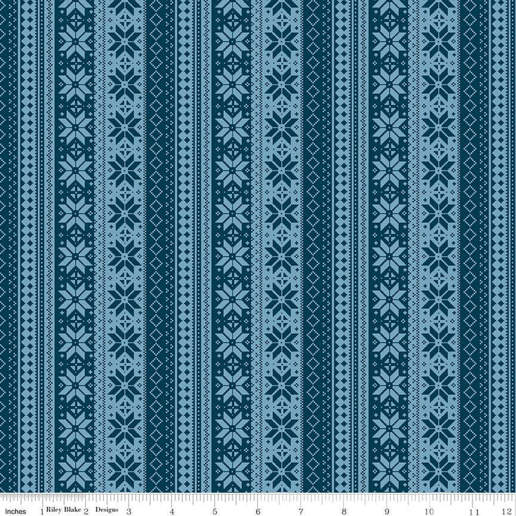 Winter Magic Sweater Stripe Navy by Dani Mogstad for Riley Blake Designs - C16364-NAVY