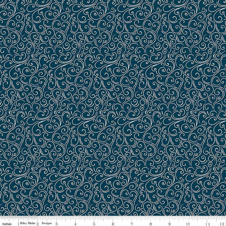 Winter Magic Swirls Navy by Dani Mogstad for Riley Blake Designs - C16366-NAVY