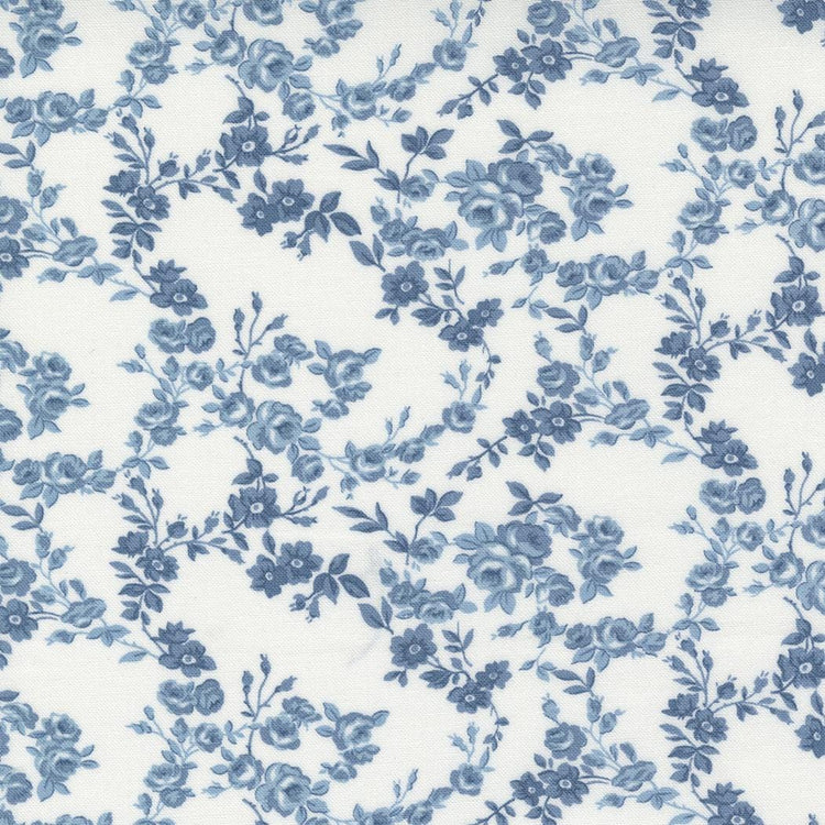 Nantucket Summer Surfside Small Floral Cream Blue by Camille Roskelley for Moda Fabrics - 55263 24