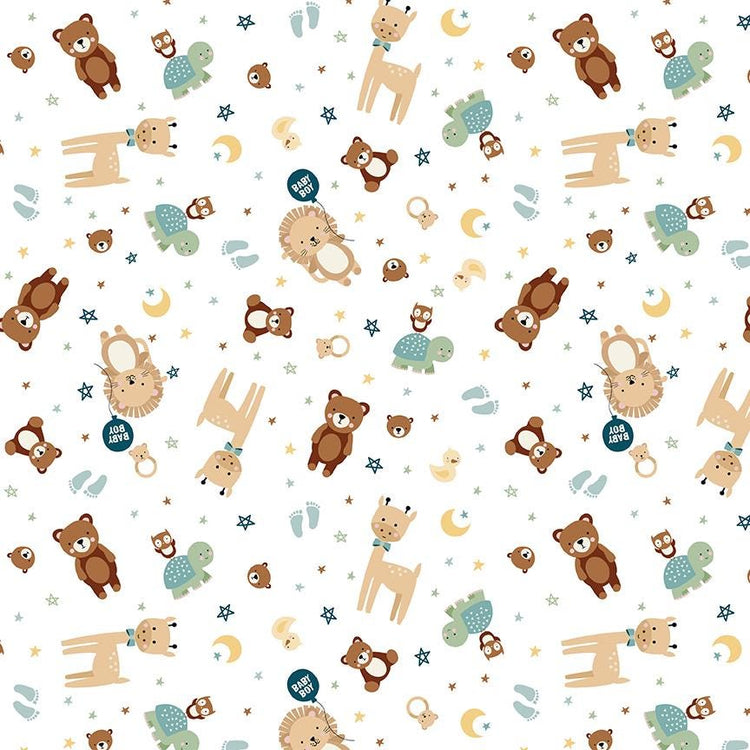 Baby Boy Animals White by Lori Whitlock for Riley Blake Designs - C16761-WHITE