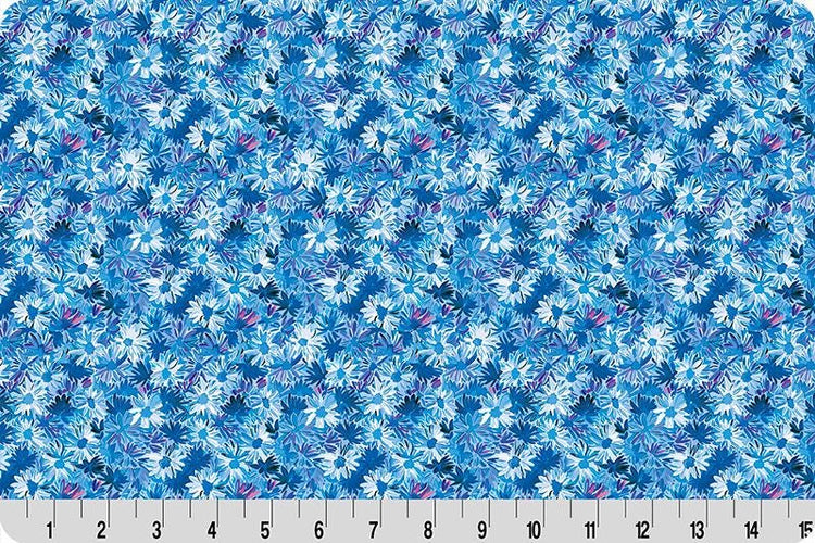 Quilting Cuddle Wanderlust Daisies Blue by Shannon Fabrics