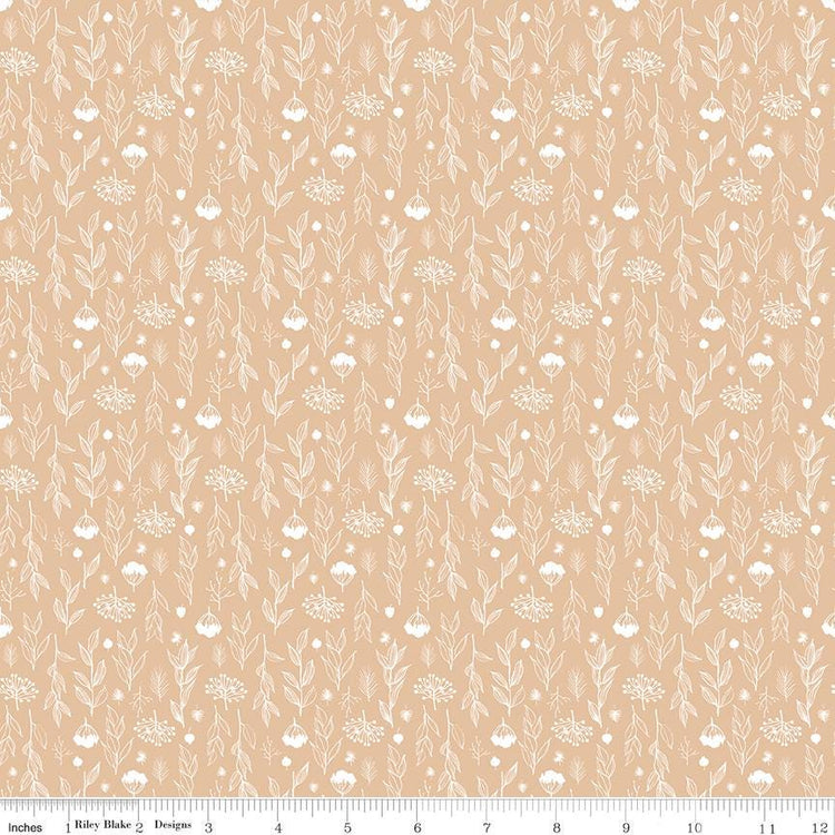 Evening on the Prairie Silhouette Floral Beige by Modern Prairie for Riley Blake Designs - C16748-BEIGE