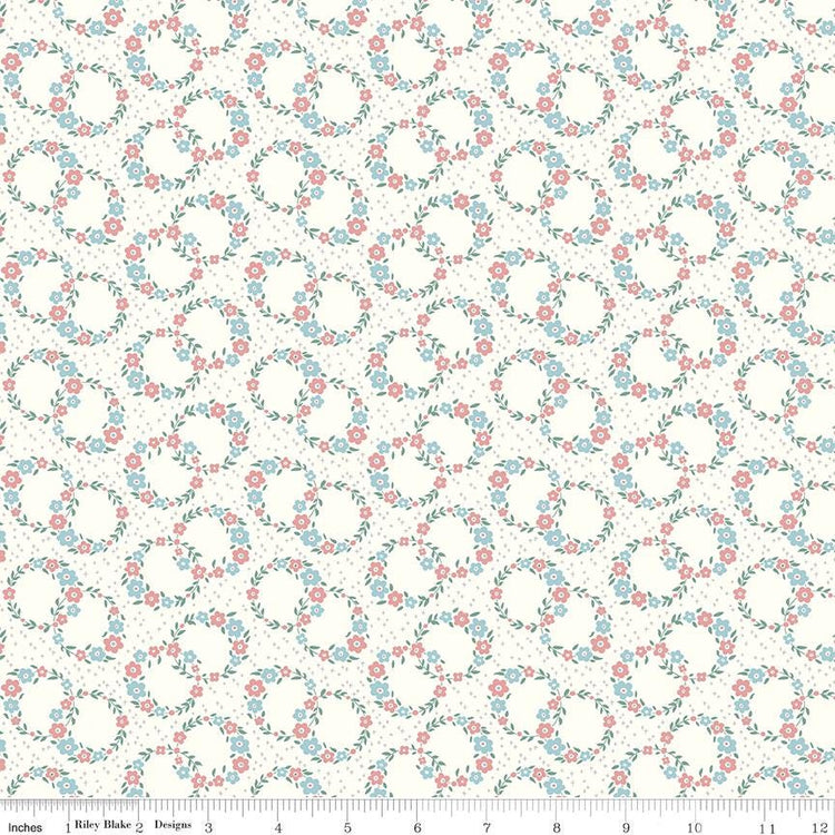 Mary Catherine Wreaths Cloud by Amy Smart for Riley Blake Designs - C16701-CLOUD