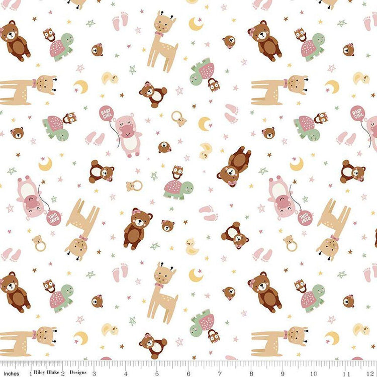 Baby Girl Animals White by Lori Whitlock for Riley Blake Designs - C16771-WHITE