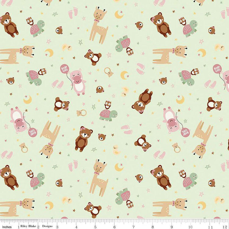 Baby Girl Animals Mint by Lori Whitlock for Riley Blake Designs - C16771-MINT