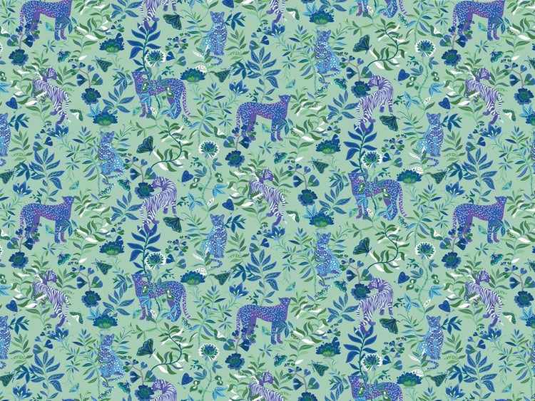 Quilting Cuddle Wanderlust Big Cats Blue by Shannon Fabrics
