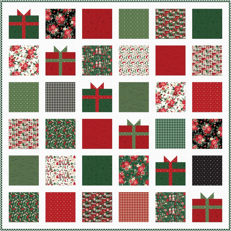 Presently Quilt Kit with Charming Christmas fabric by Kelsey Carlson - quilt kit with pattern