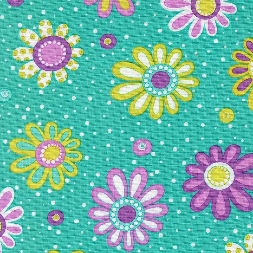 Pick Me Flower Power Aqua Florals by Me and My Sister Designs for Moda Fabrics - 22497 14