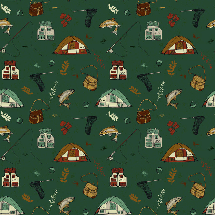 Let's Wander Gone Fishing Forrest by Casey Cometti for Riley Blake Designs - C16881-FOREST