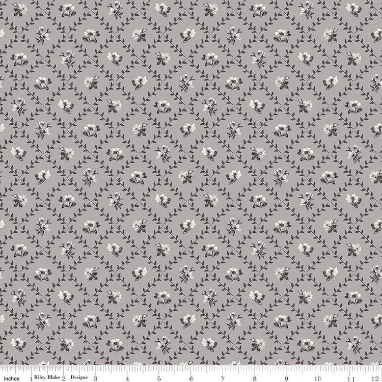Ink & Ivory Flower Trellis Gray by The RBD Designers for Riley Blake Designs - C16912-GRAY