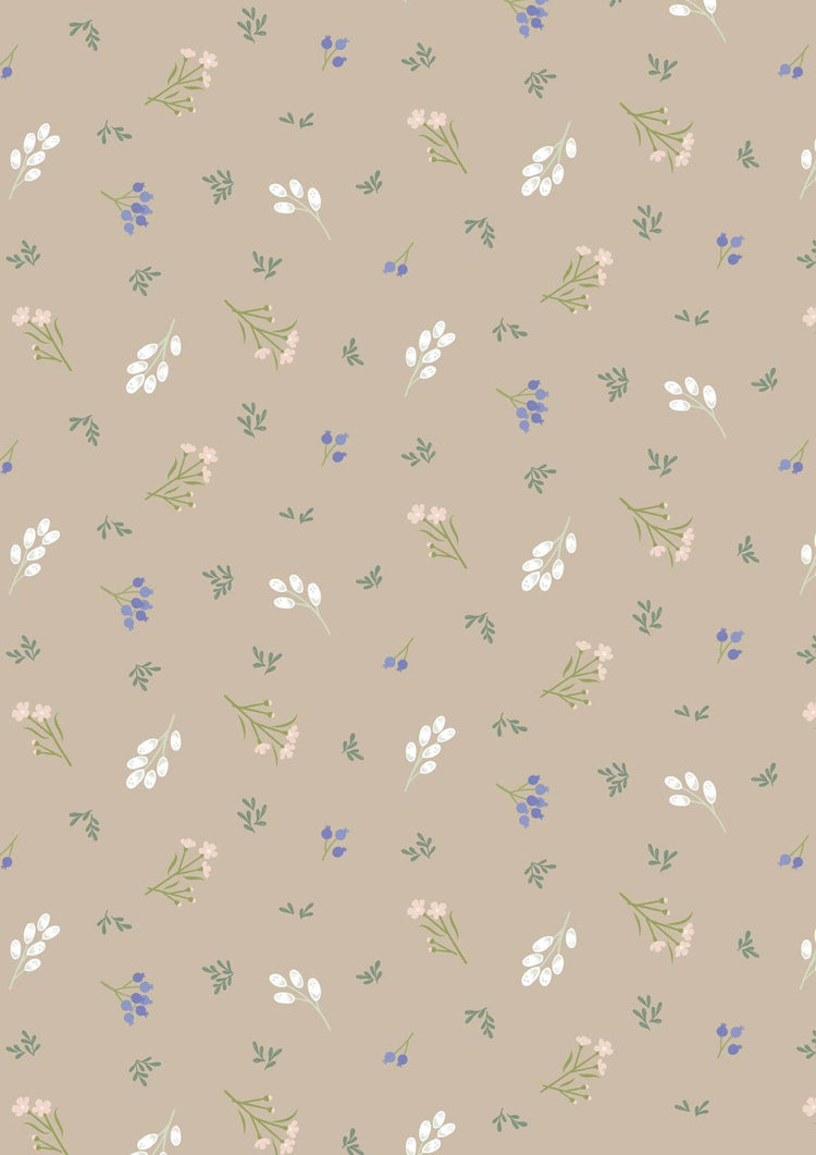 Sky Garden Scattered Sprig Taupe by Cassandra Connolly for Lewis & Irene - CC58-3