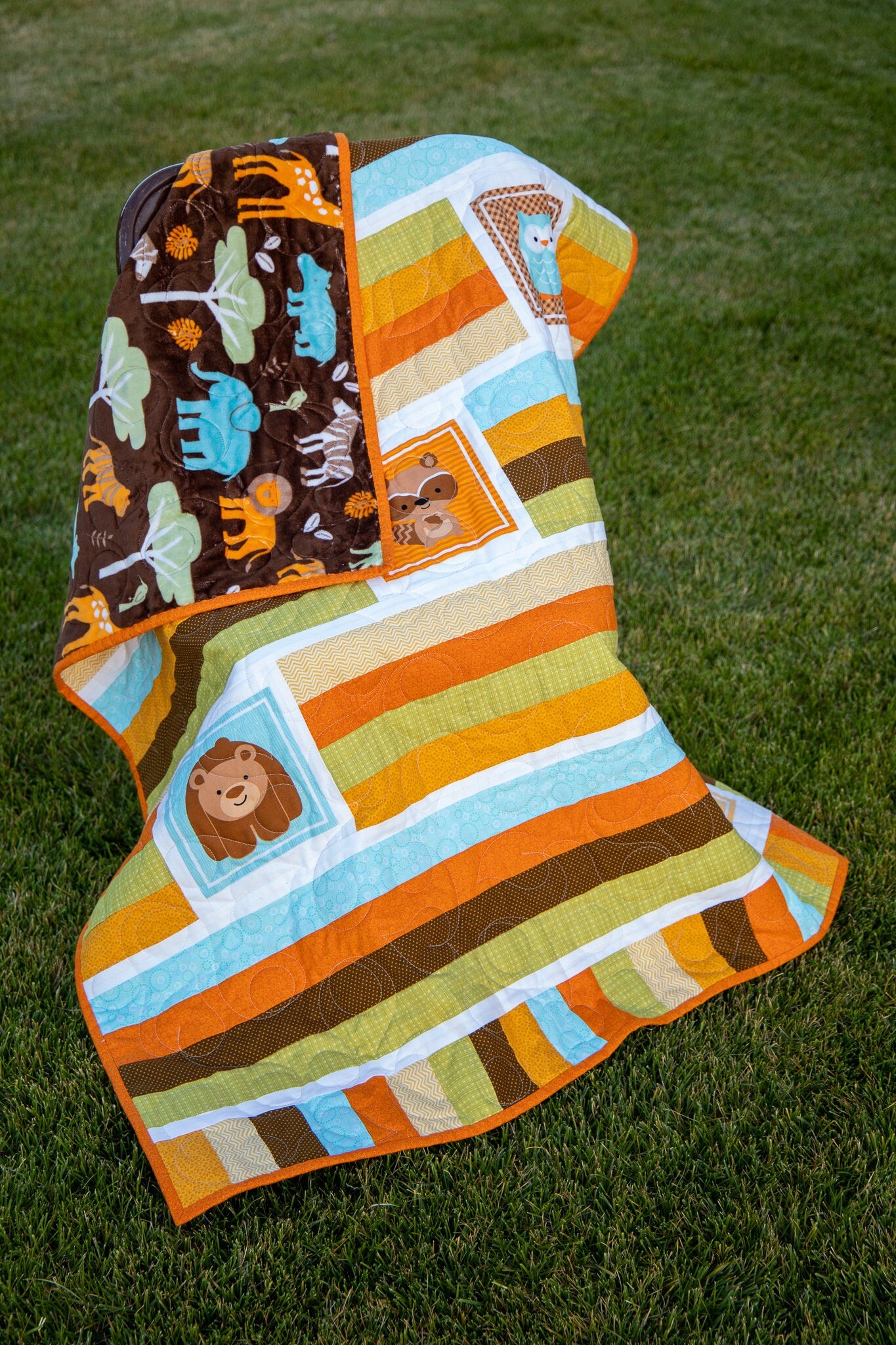Forest Animals Quilt with Fun Vibrant Colors