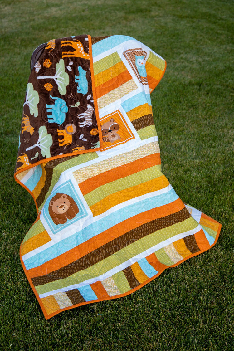 Forest Animals Quilt with Fun Vibrant Colors