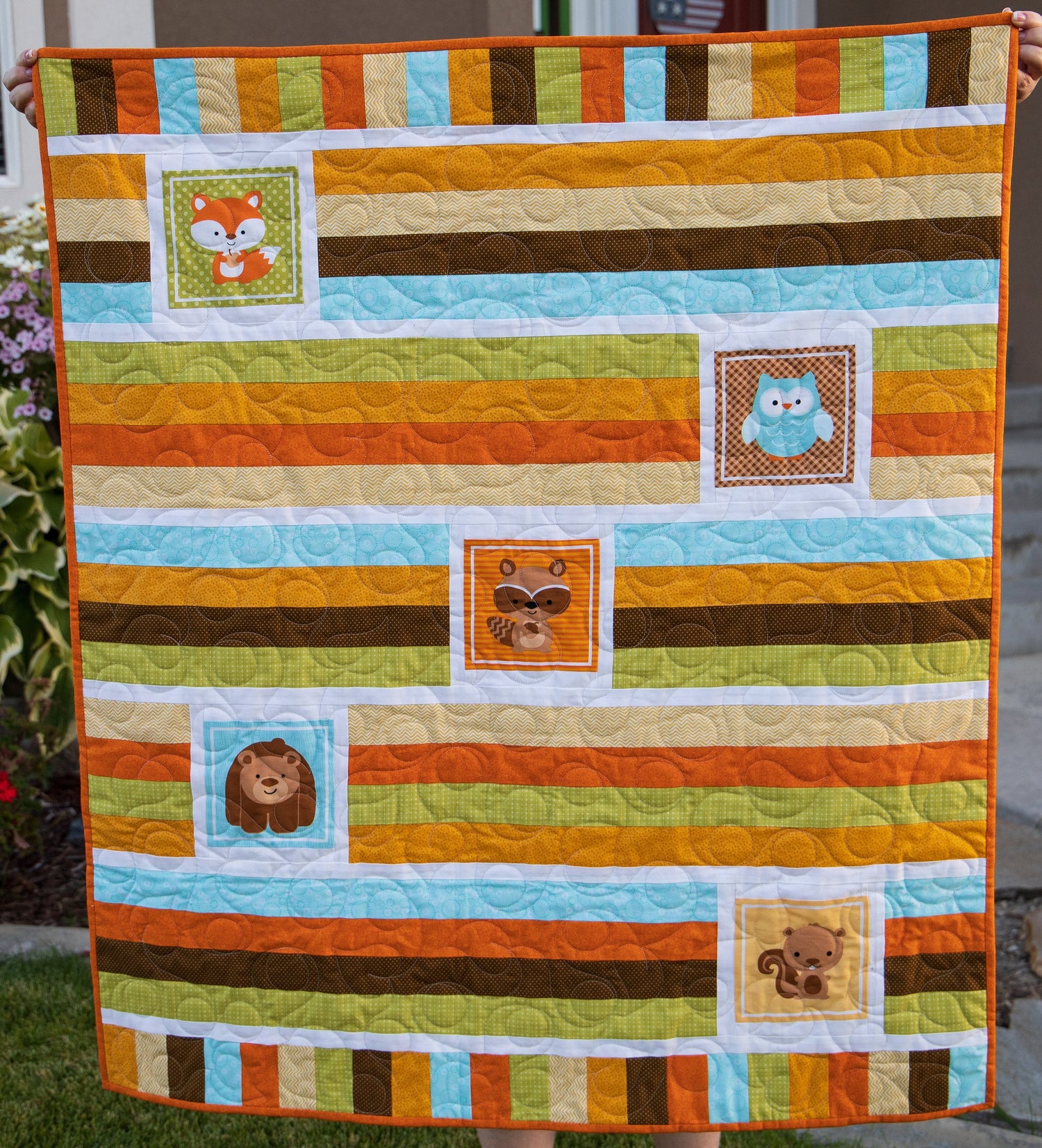 Forest Animals Quilt with Fun Vibrant Colors