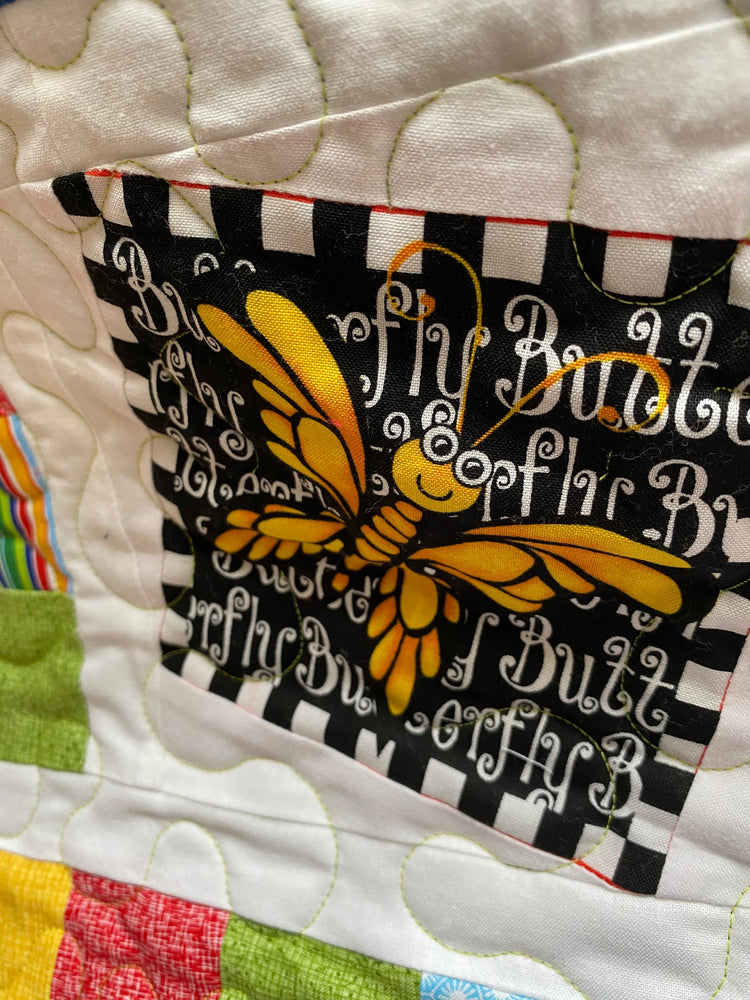 Animals Wonky Strip Quilt with Vibrant Fun Colors