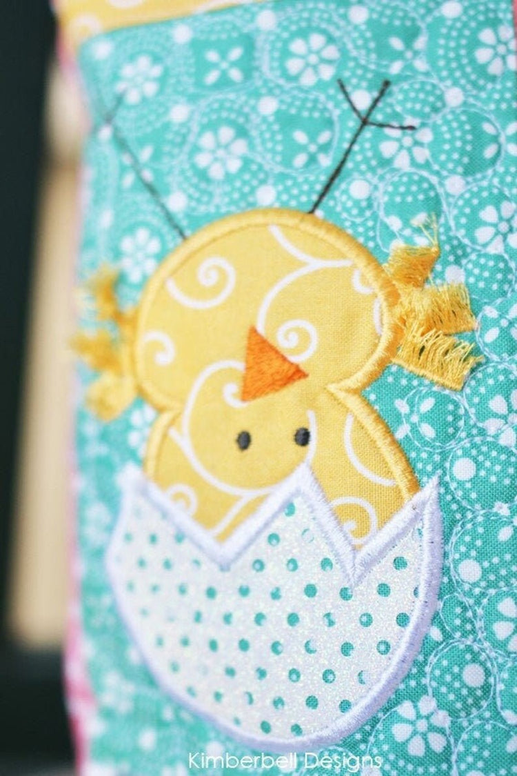 The “HOPPY" Easter Bench Pillow Machine Embroidery CD by Kimberbell Designs