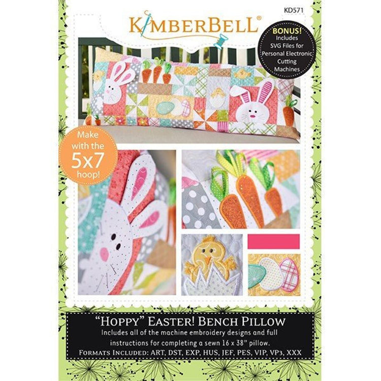 The “HOPPY" Easter Bench Pillow Machine Embroidery CD by Kimberbell Designs