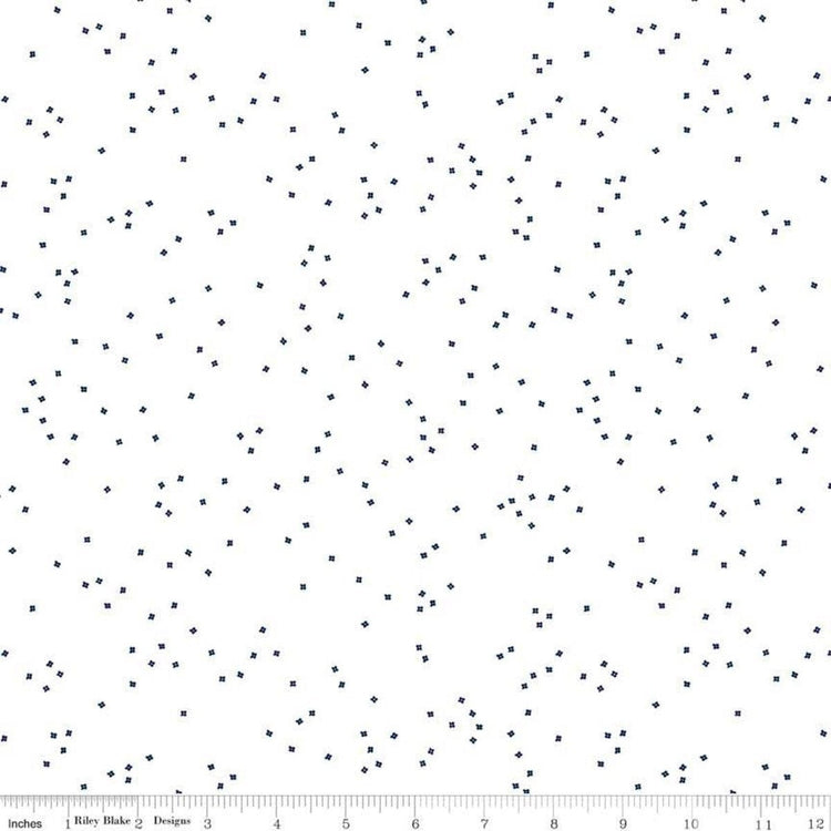 Navy Blossom on White by Christopher Thompson for Riley Blake Designs