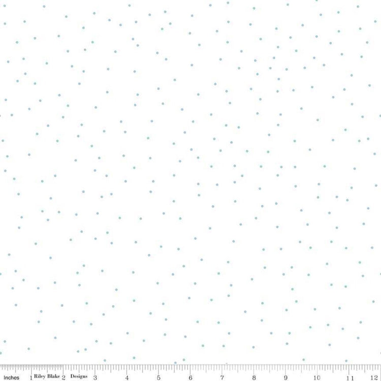 Pin Dot Aqua scattered on a white background designed by Lori Holt of Bee in my Bonnet for Riley Blake Designs