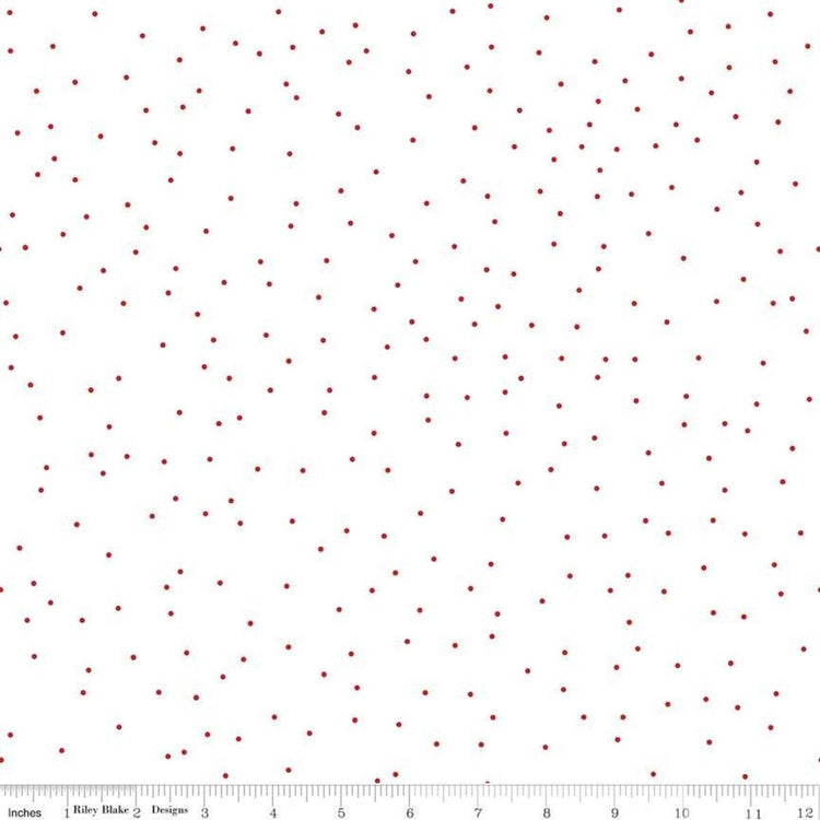 Pin Dot Red scattered on a white background designed by Lori Holt of Bee in my Bonnet for Riley Blake Designs