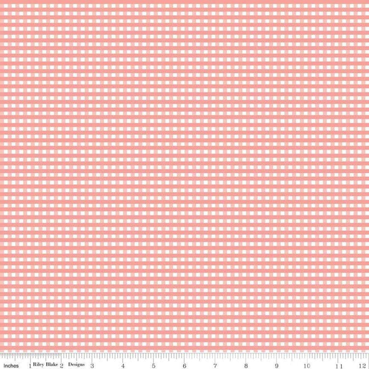 1/8" Gingham Check Coral by Riley Blake Designs