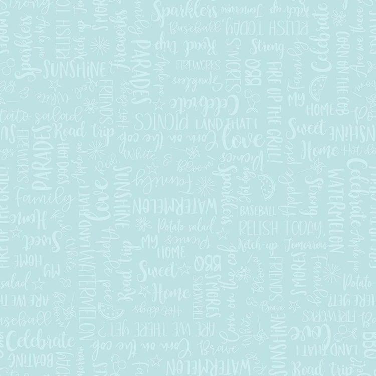Aqua Wordy Words of the Red White & Bloom Designed by Kim Christopherson of Kimberbell Designs for Maywood Studios