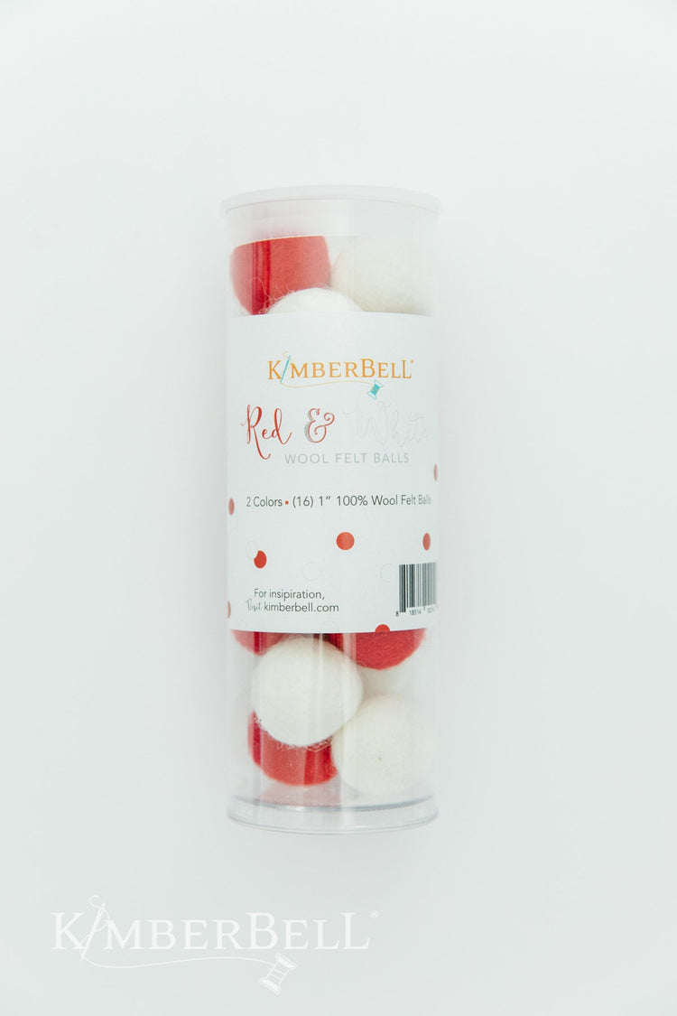 Red & White Wool Felt Balls by Kimberbell Designs in Red and White