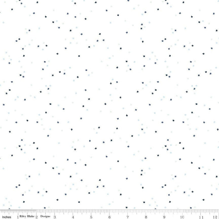 Blossom Blue Carolina on White by Christopher Thompson for Riley Blake Designs