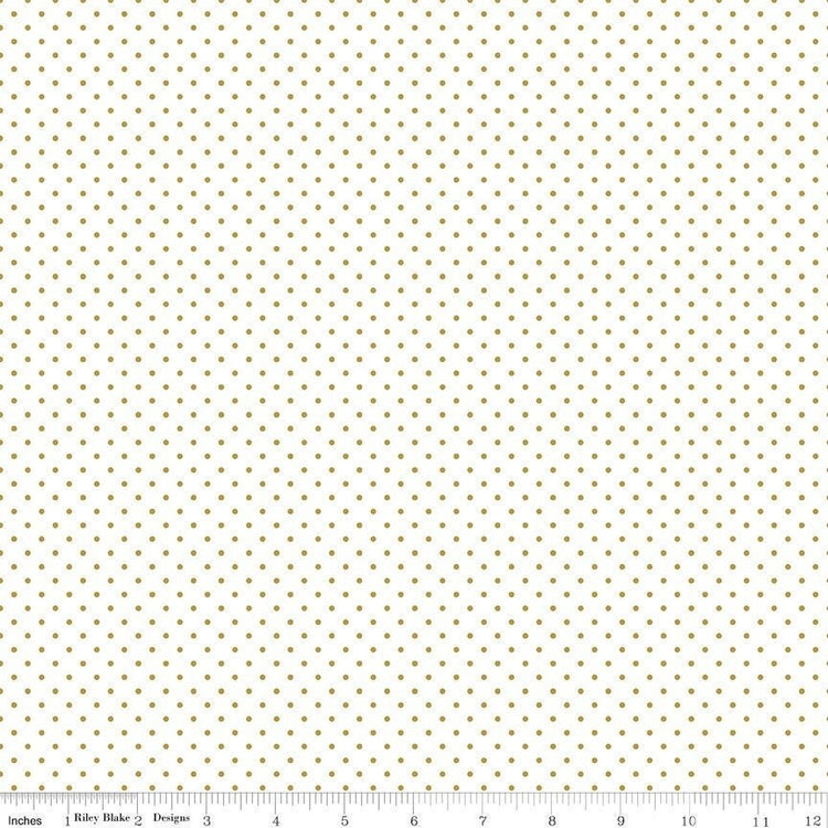 Swiss Dot On White Gold Sparkle by Riley Blake Designs