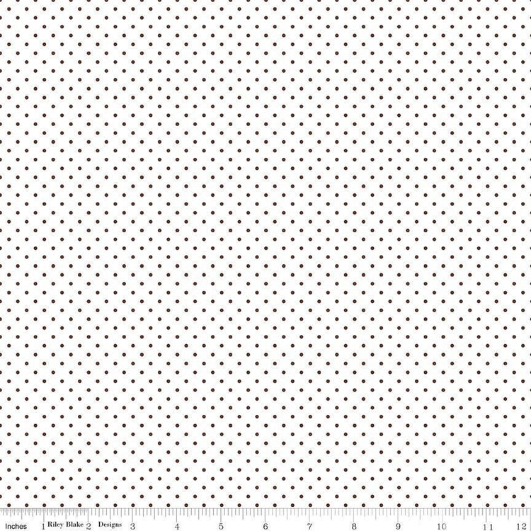 Swiss Dot On White Brown by Riley Blake Designs
