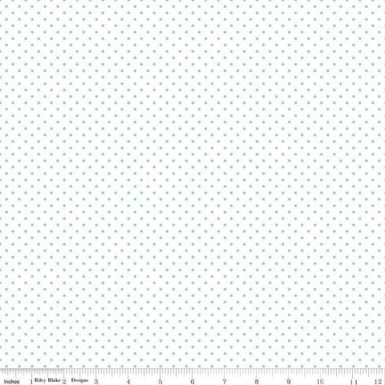 Swiss Dot On White Aqua by Riley Blake Designs