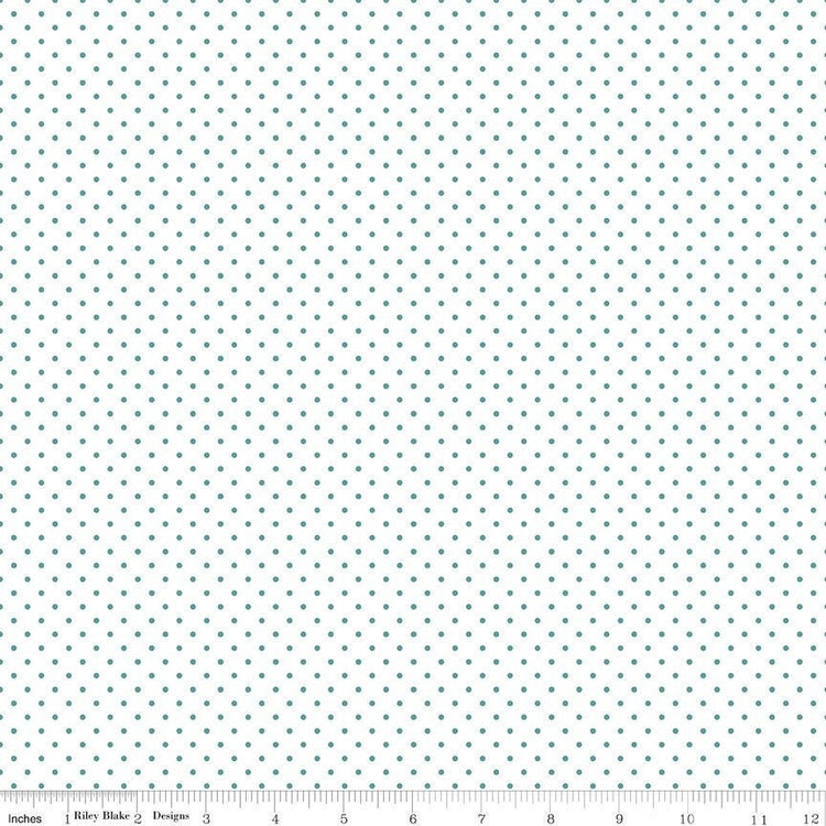 Swiss Dot On White Teal by Riley Blake Designs