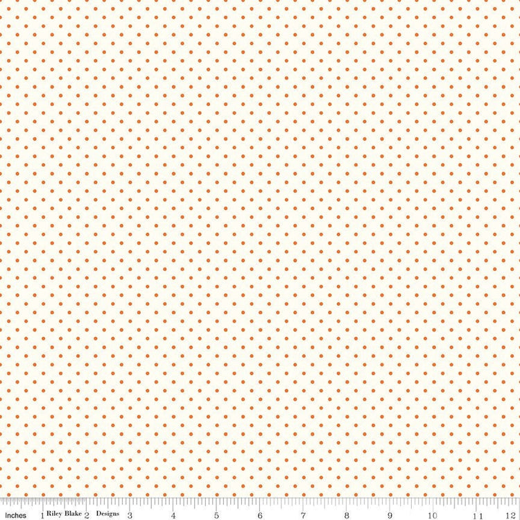 Swiss Dot On Cream Orange by Riley Blake Designs