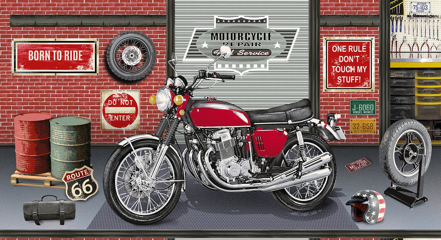 My Tools My Rules Brick Motorcycle and Garage Panel