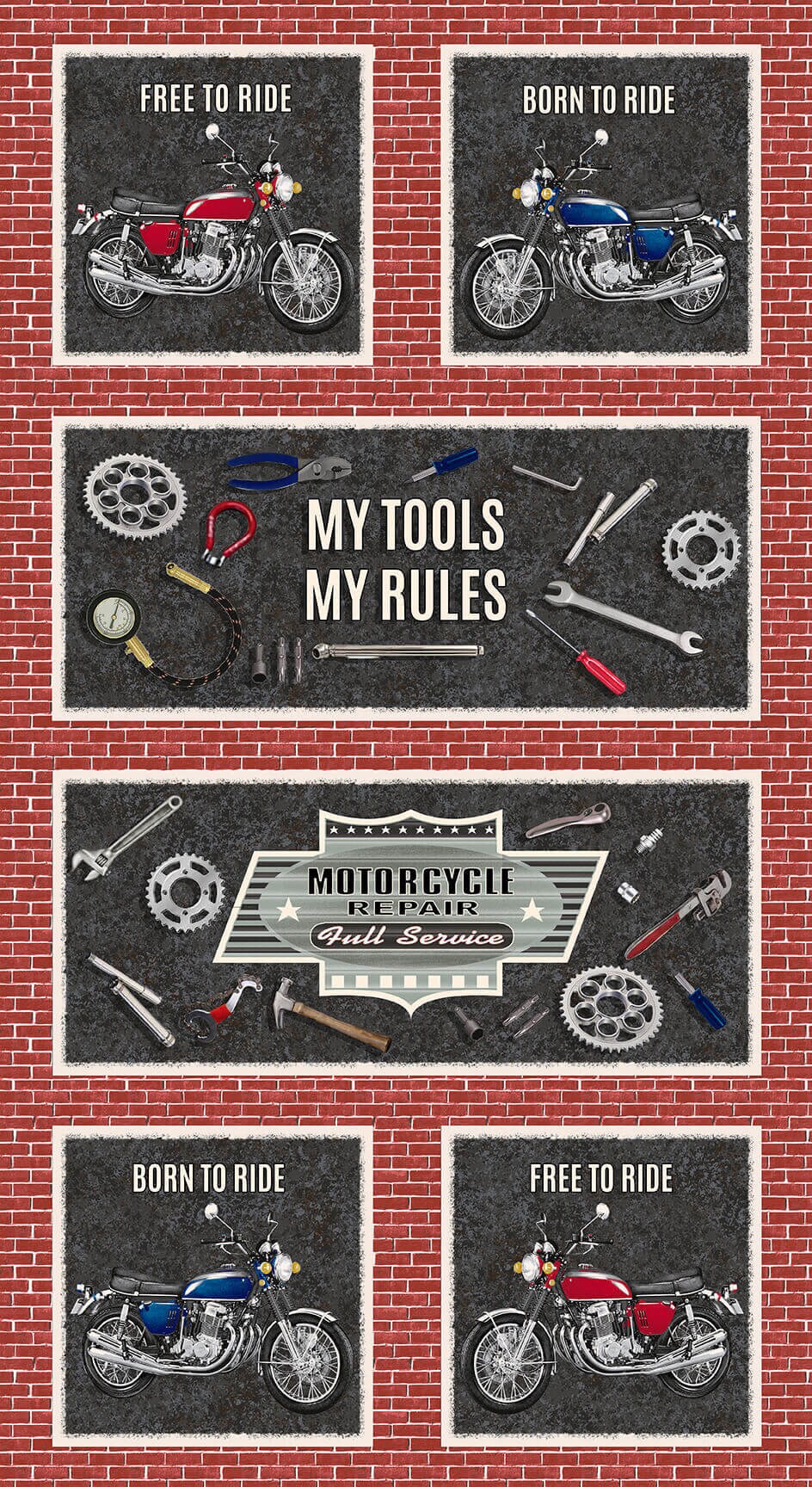 My Tools My Rules Brick Motorcycle Panel
