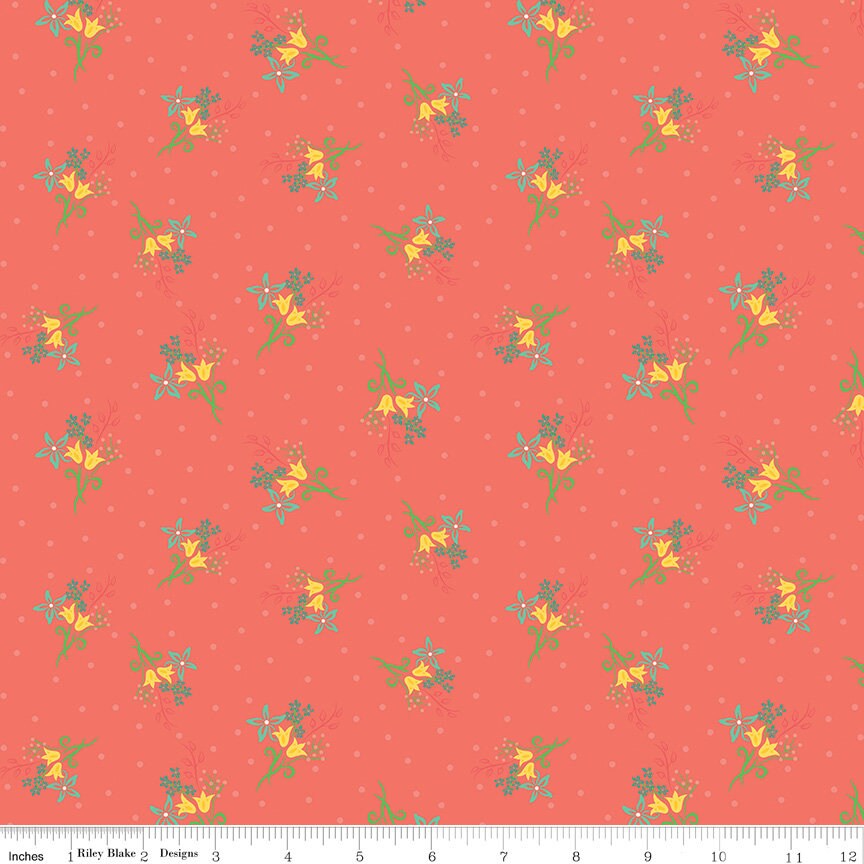 Gingham Cottage Scatter Floral Coral